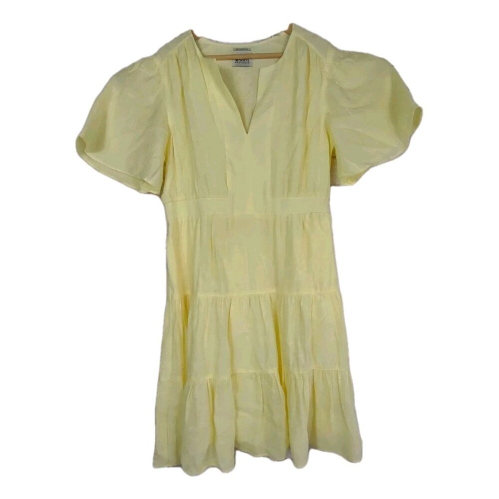 Scotch & Soda Pastel Yellow Ruffle Flutter Sleeve Knee Length Dress Size L